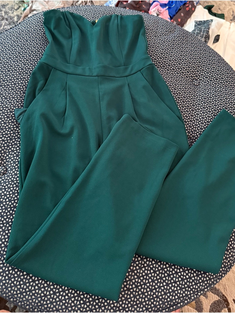 Express Strapless Dark Green Jumpsuit